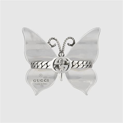 gucci silver butterfly thin ring|gucci sterling silver rings.